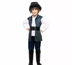 Costume da capitano pirata blu per bambini