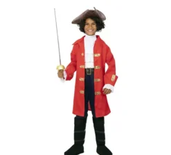 Costume da capitano pirata rosso con cintura per bambino