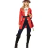 Costume da Capitano Pirata rosso con cintura per donna