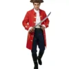Costume da Capitano Pirata Rosso con Cintura per Uomo