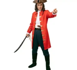 Costume da Capitano Pirata Rosso con Cintura per Uomo