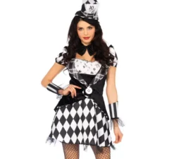 Costume da cappellaio matto bianco e nero per donna
