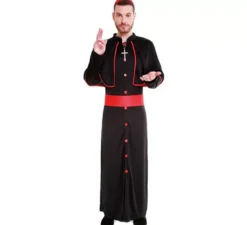 Costume da cardinale tonaca nera e rossa per uomo