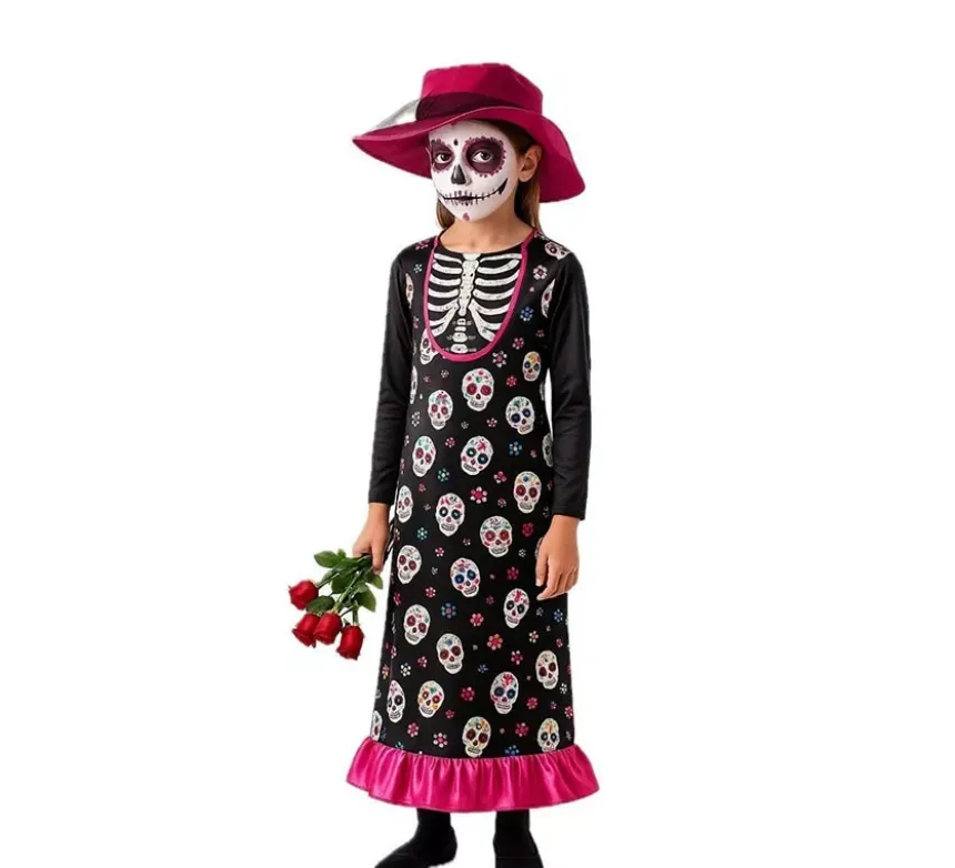 Costume da Catrina con cappello per bambina