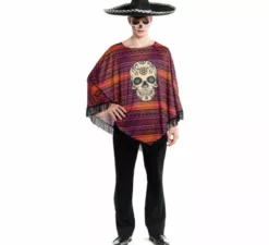 Costume da Catrina messicana o poncho per uomo