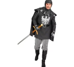 Costume da cavaliere aquila grigia con mantello per uomo