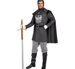 Costume da cavaliere aquila grigia con mantello per uomo