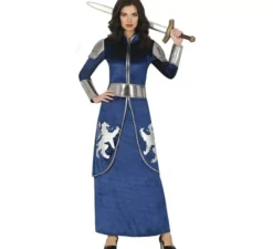 Costume da cavaliere blu e argento per donna