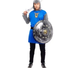 Costume da cavaliere blu medievale per uomo
