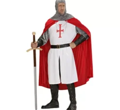 Costume da cavaliere crociato con mantello per uomo