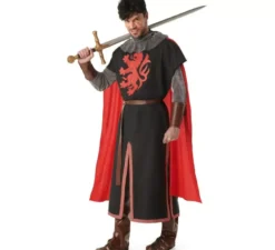 Costume da cavaliere medievale da leone nero per uomo
