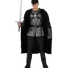 Costume da cavaliere medievale nero con mantello per uomo