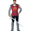 Costume da cavaliere medievale rosso e grigio per uomo