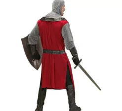 Costume da cavaliere rosso dell'età oscura per uomo