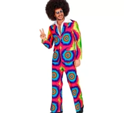Costume da cerchi blu anni '70 per uomo