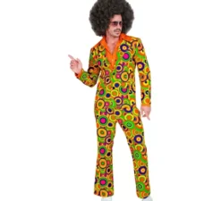 Costume da cerchi gialli anni '70 per uomo