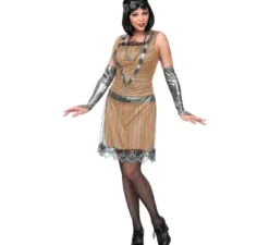 Costume da Charleston beige degli anni '20 per donna