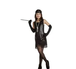 Costume da Charleston con frange nero per bambina
