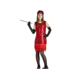 Costume da Charleston con frange rosso per bambina