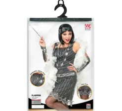 Costume da Charleston grigio e argento da donna degli anni '20
