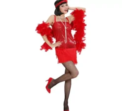 Costume da Charleston rosso brillante da donna