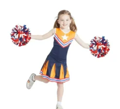 Costume da Cheerleader arancione e blu per bambina
