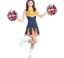 Costume da Cheerleader arancione e blu per donna