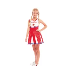 Costume da cheerleader bianco e rosso per bambina