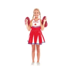 Costume da cheerleader bianco e rosso per bambina