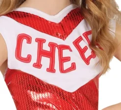 Costume da cheerleader con paillettes rosse per ragazza