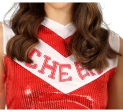 Costume da cheerleader rosso con paillettes per donna