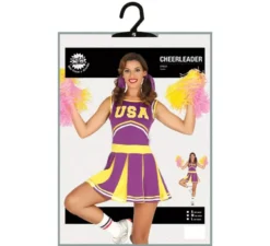 Costume da cheerleader usa viola e giallo per le donne