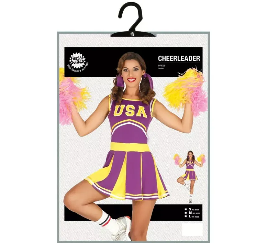 Costume da cheerleader usa viola e giallo per le donne