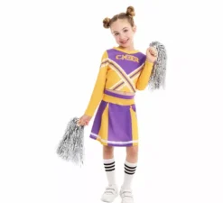 Costume da cheerleader viola per bambina