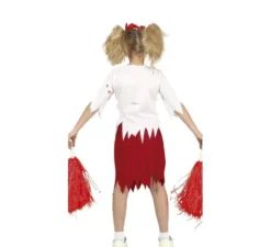 Costume da cheerleader zombie rosso e bianco per ragazza