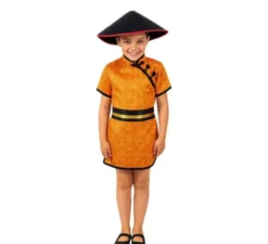 Costume da Cinese rossa con stampato per bambina