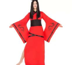 Costume da cinese rosso e nero per donna