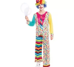 Costume da clown a pois e righe per uomo
