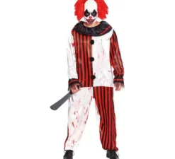 Costume da Clown a Righe con Sangue per uomo