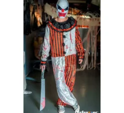 Costume da Clown a Righe con Sangue per uomo