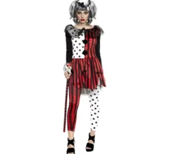 Costume da clown a righe per donna