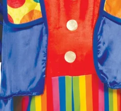 Costume da clown a strisce multicolore per un ragazzo