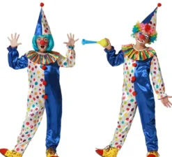 Costume da Clown blu a pois colorati per bambino