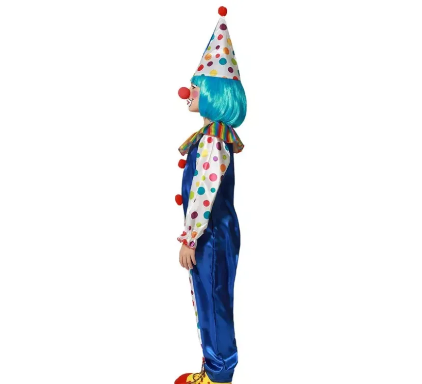Costume da Clown blu a pois colorati per bambino