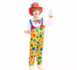 Costume da Clown con salopette a pois per bambino