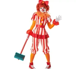 Costume da Clown del circo rosso e bianco per donna