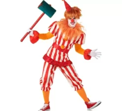 Costume da clown del circo rosso e bianco per uomo