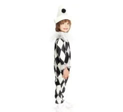 Costume da Clown Diamond Pierrot con cappello per neonato e bambino