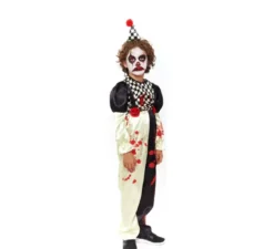 Costume da Clown Horror a quadretti bianchi e neri per bambino