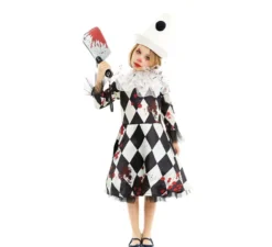 Costume da Clown Killer Pierrot con cappello per bambina e adolescente